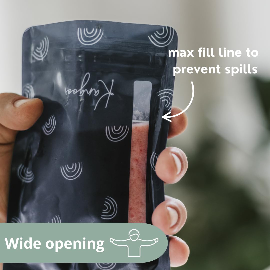 Reusable Baby Food Pouches Storage | Snacks | Purees, Apple Sauces, Smoothies | 6 Pack BPA-Free Plastic Refillable Squeeze Pouch | 5oz | Double Lock Zipper | Toddler Boho