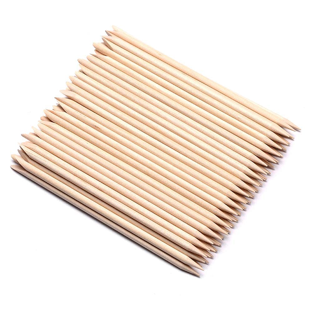 Nidy® Wood Nail Sticks Double-Sided Multi-Functional Cuticle Pusher Manicure Pedicure Tool for Manicure Pedicure Eyebrow Wax Sticks, Waxing Applicator Sticks, Wooden Waxing Spatulas for Hair Removal Small Sticks or Wood Craft Sticks100 Pcs