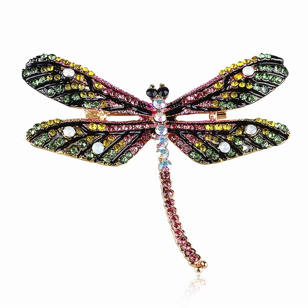 Grüne Libelle Broschen Zinklegierung Strass Tier Pin Damen Bekleidungszubehör