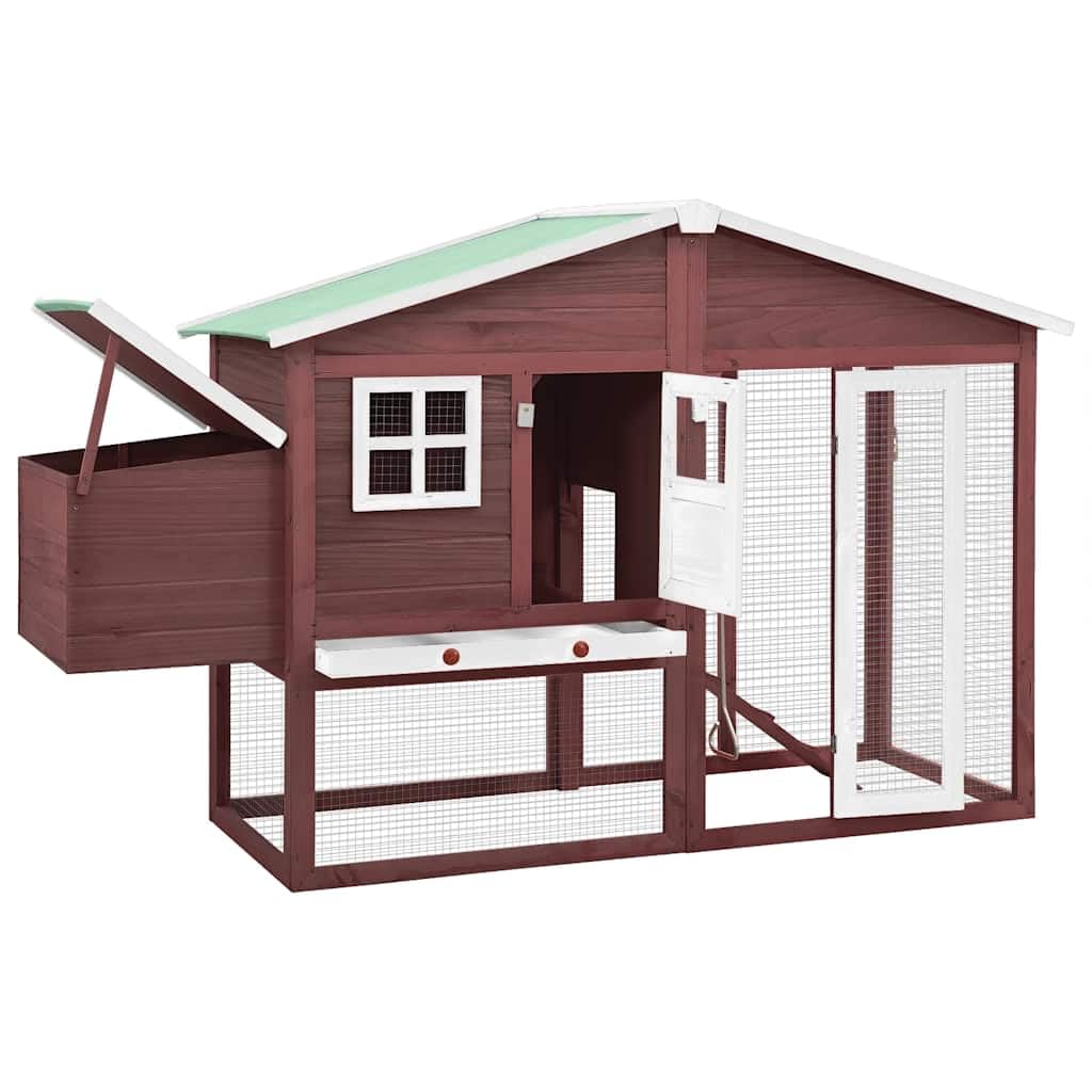 Gallinero con nido de madera maciza de abeto, gran cañón con malla de acero galvanizado, techo basculante con tela impermeable, rampa antideslizante y estante extraíble