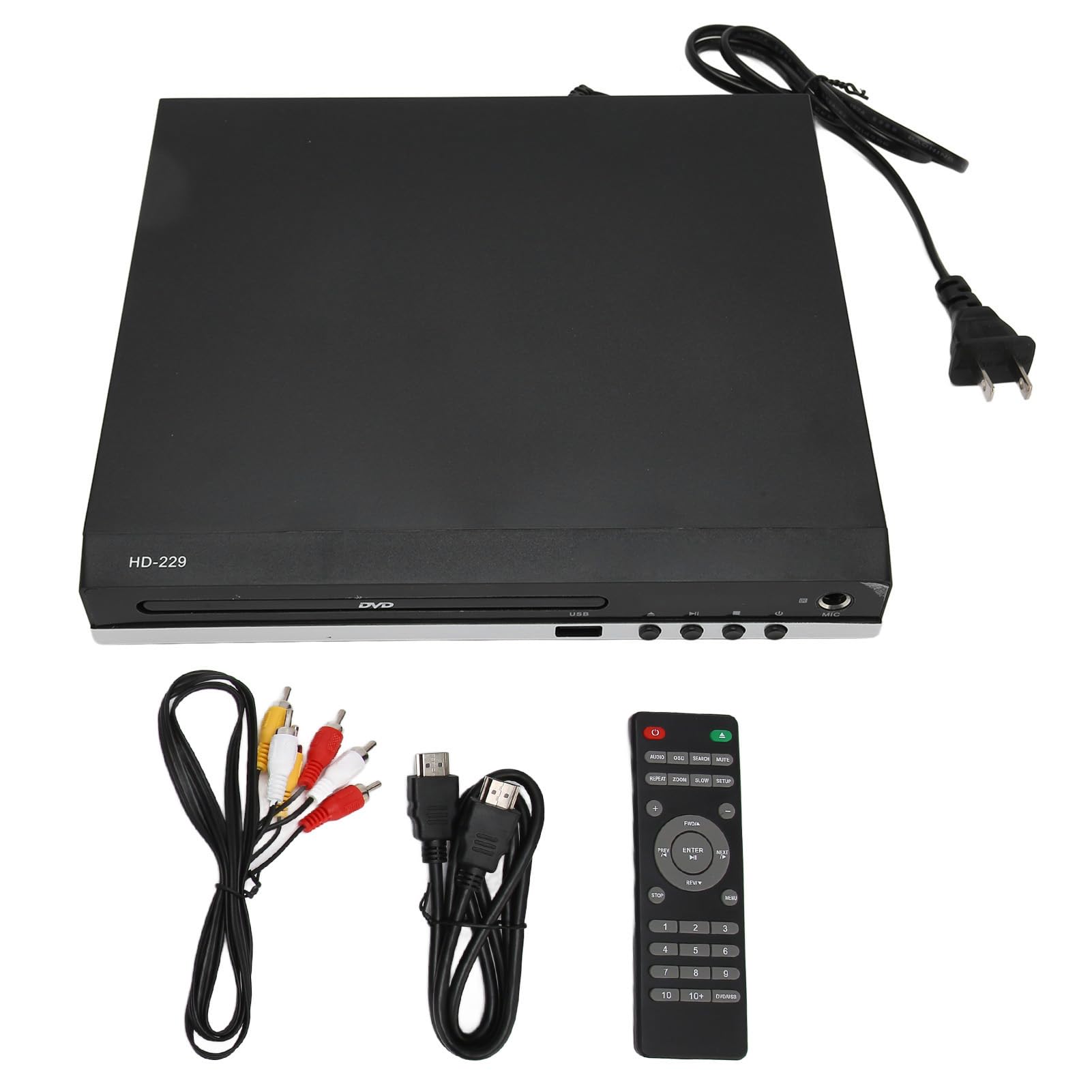 HD-DVD-Player HDMI, 1080P USB-CD-DVD-Player für Fernseher mit Fernbedienung, HDMI- und Cinch-Kabel, Unterstützt USB-Eingang, Disc-Player, Heimkino, Wiedergabe von DVDs