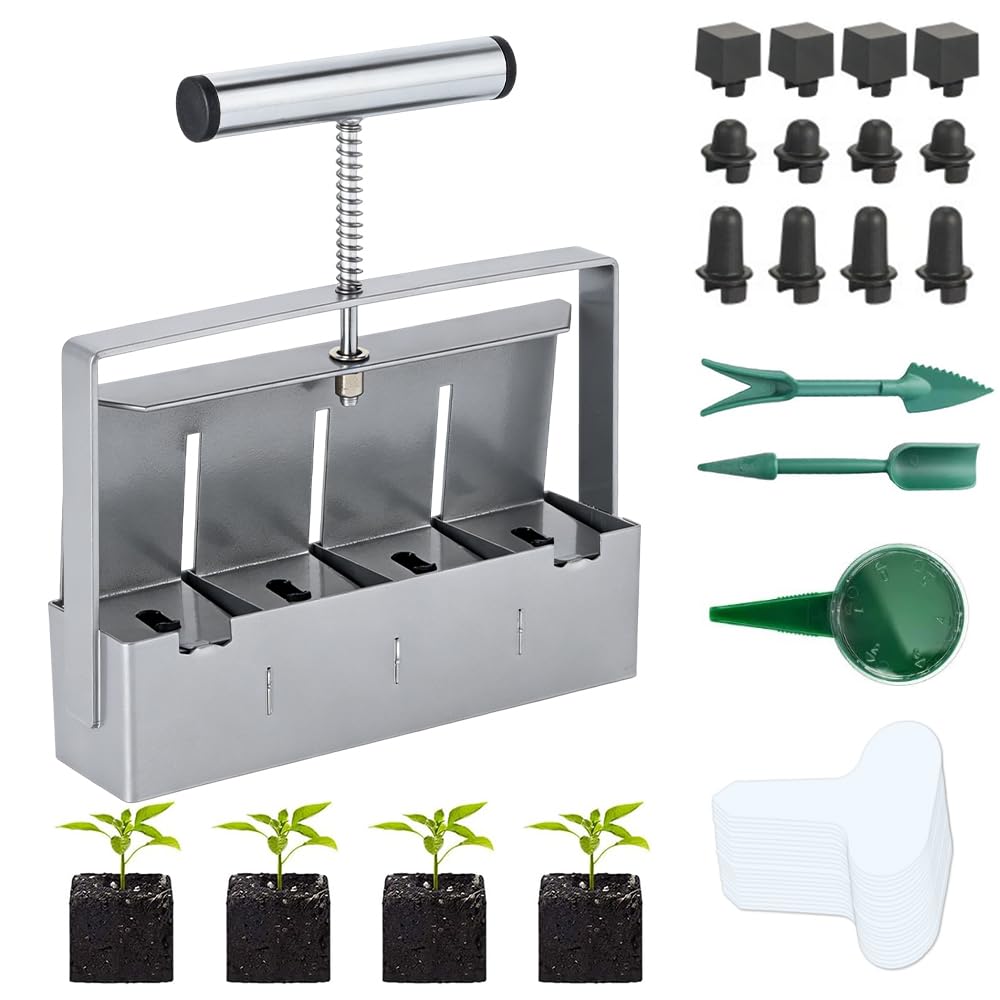 Bloqueur de Sol Manuel, 8 cellules 2 Pouces Presse Motte pour semis, bloqueur de Sol à la Main, Bloc de terreau pour semis à Main pour Planter et Transplanter