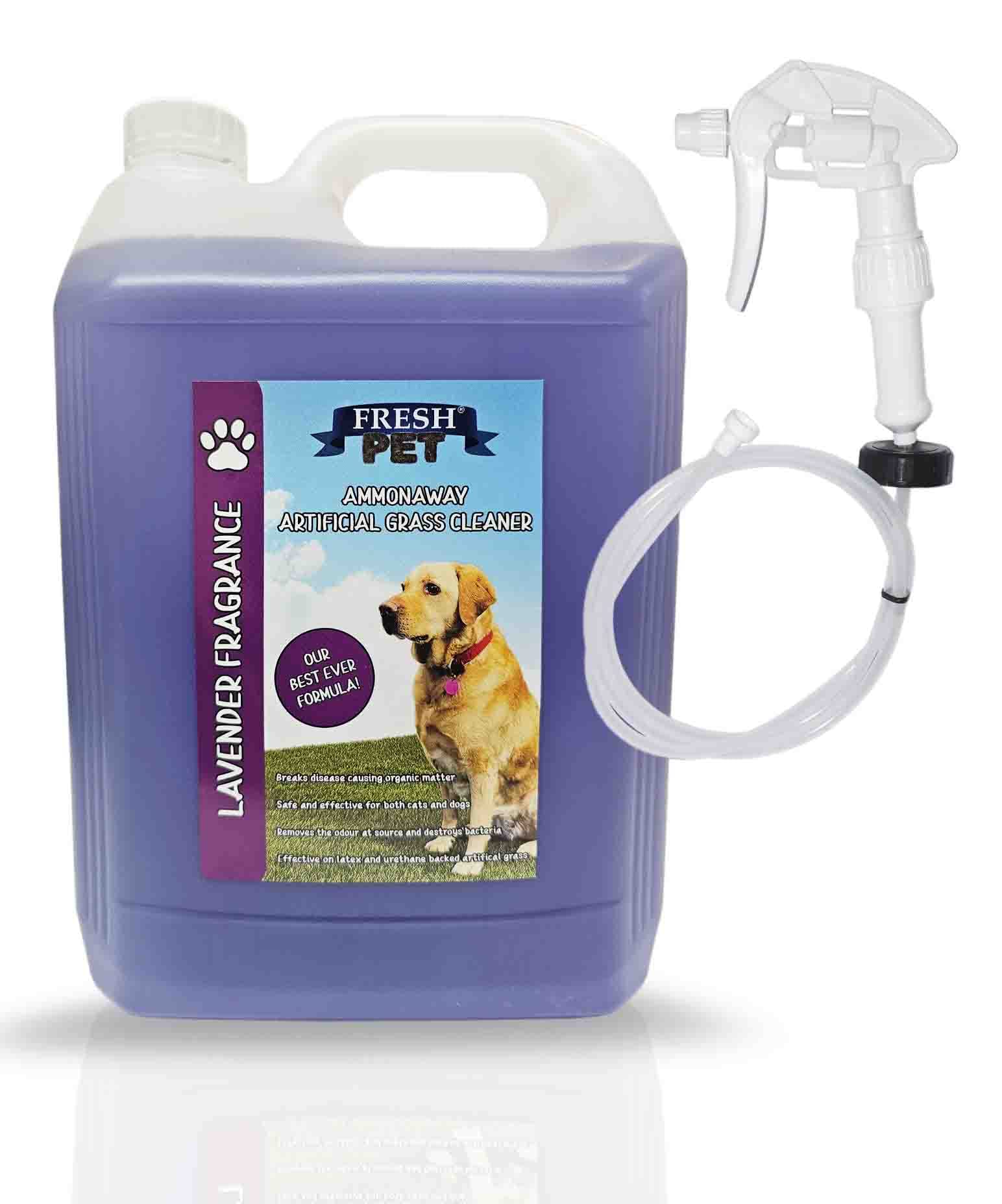 Artificial Grass Cleaner Dog Pet Friendly Disinfectant Deodoriser Concentrate Ammonaway Lavender Fragrance (5L with Spray)