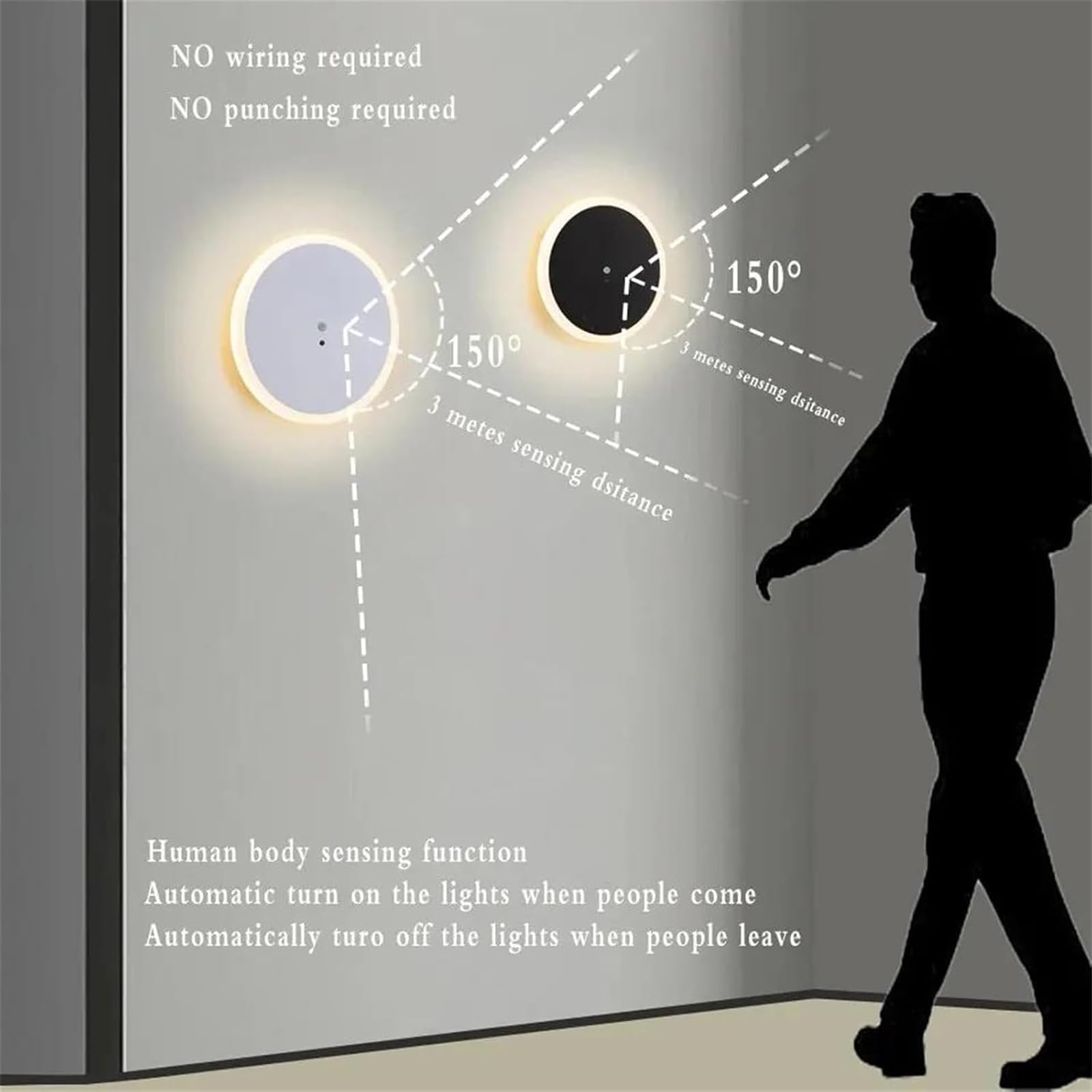 Aplique de Pared con Luces LED para Interiores, magnético, Creativo, con Sensor de Movimiento, lámpara de Pared Recargable por USB, Funciona con Pilas, Redondo, inalámbrico, de ALU