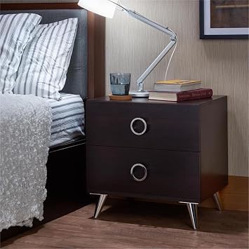 Acme Rectangular Accent Table 20''L x 17''W x 20''H Nightstand Side Table End Table with 2 Drawers Storage for Bedroom Living Room Office, Wood Frame, Easy Assembly, Espresso Finish