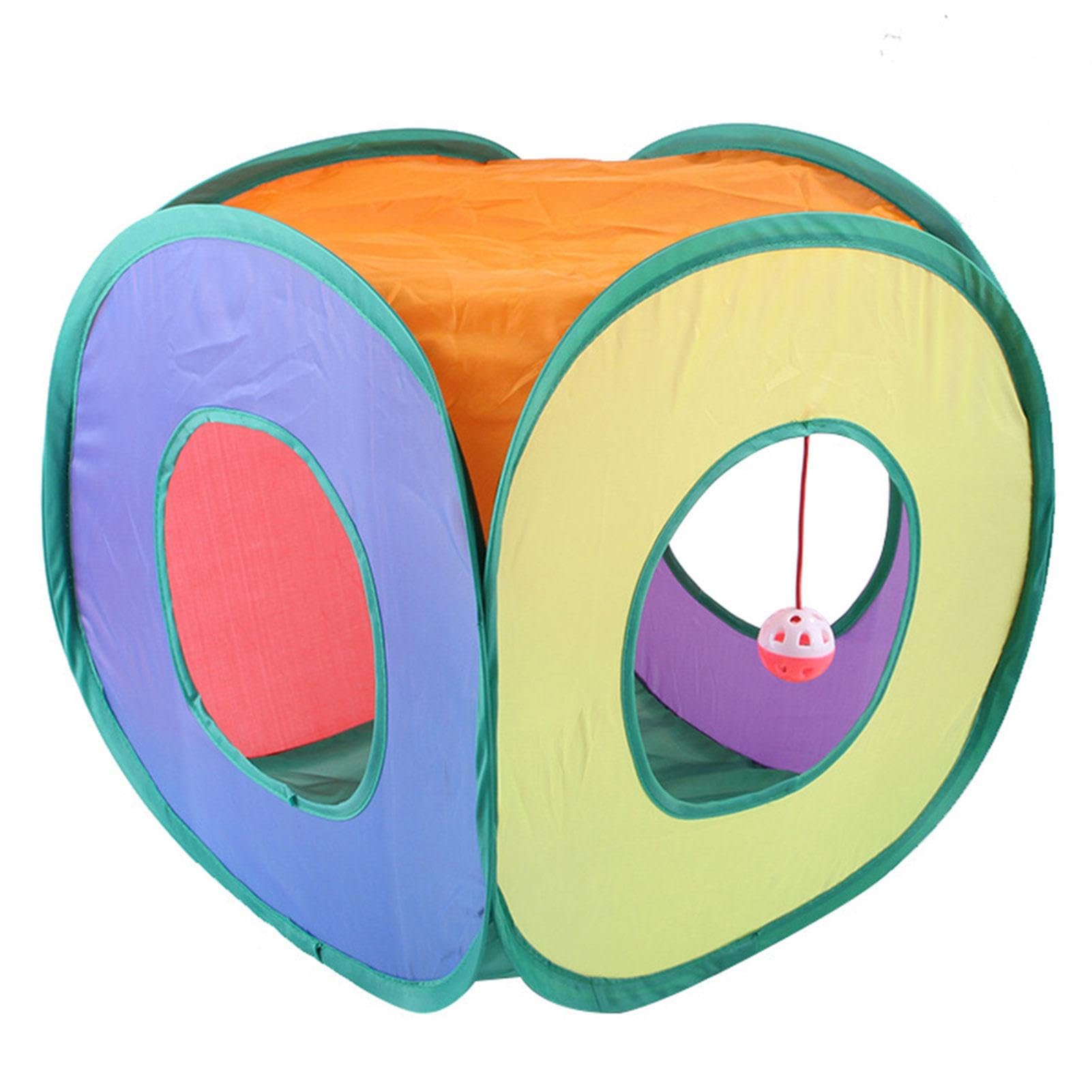 Foldable Cat Tunnel, Cat Cube Tunnels For Indoor Cats, Kittens Small Dogs Playing Training, Foldable Pop-Ups Cat Cubes Tunnel With Storage Bag, Interactive Cat Play And Hides Tunnel