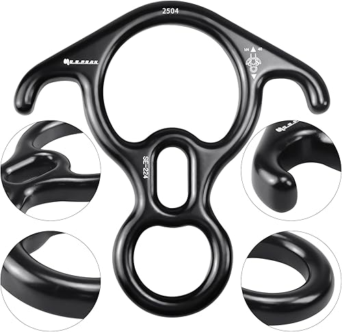 Miniatura 16 de 30kN/35kN/40kN Rescate Figura 8 Descender Engranaje de escalada Equipo de descenso Dispositivo de rappeling de placa de aparejo para escalada