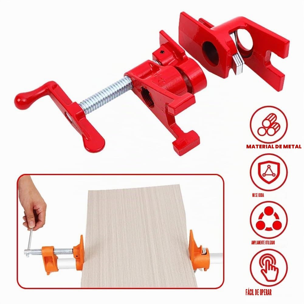 NEWFUN 4 Piezas Abrazadera de Tubo para Carpintería, 3/4 '' Juego de Abrazaderas de Metal de Madera, Abrazadera de liberación Rápida para Trabajar Madera, Mangueras, Tubos y Cables