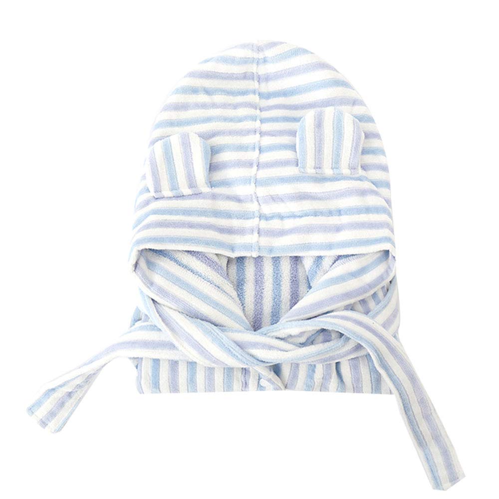 Bellissimo Accappatoio a Righe per Bambini, Vesti Incappucciati Spugna di Cotone Assorbente, Morbidi e Confortevoli