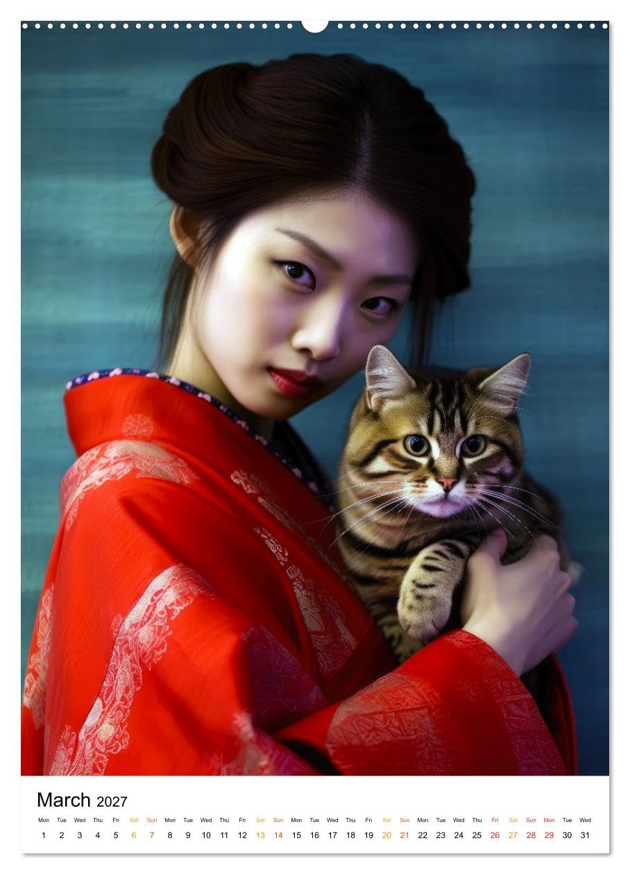 Purrrfect Companions (High Quality Premium Wall Calendar 2027 DIN A2 portrait),CALVENDO 12 Month Wall Calendar: Discover the captivating harmony ... celebrating the timeless bond they share.