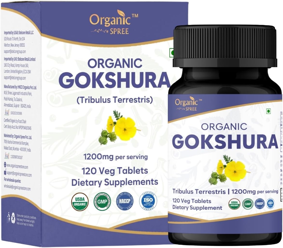 ORGANIC SPREE GOKSHURA 120 Tablets | Tribulus Terrestris (Gokshura) | USDA Organic Certified | Organic and Natural 120tab (1)