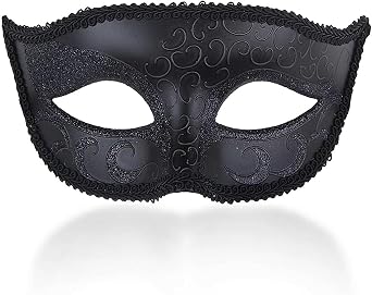 Venetian mask mens masquerade mask, suitable for Halloween, Easter party, carnival, club costume mask. Black