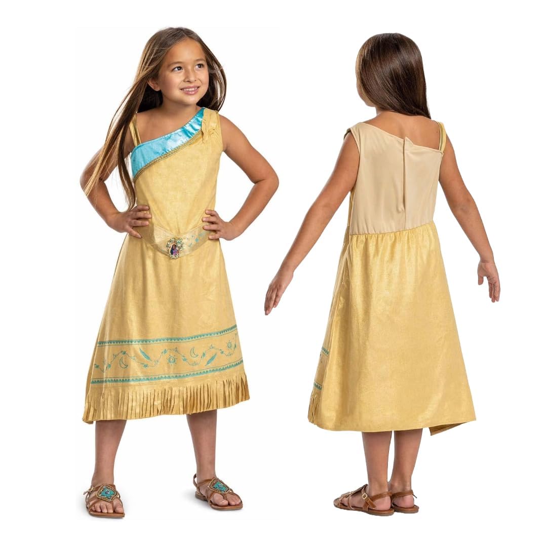 Disney Officiel Déguisement Deluxe Pocahontas Fille, Déguisement Indienne Fille Disponible en Tailles S et M