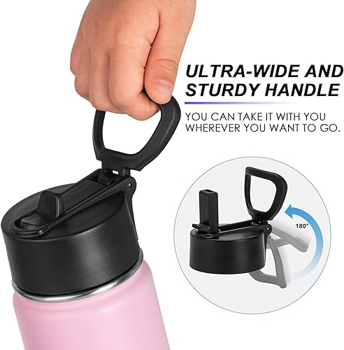 Miniatura 4 de Koodee - Botella de agua de acero inoxidable con tapa para popote, termo de boca ancha de 32 oz con doble pared, aislada al vacío, para deportes,