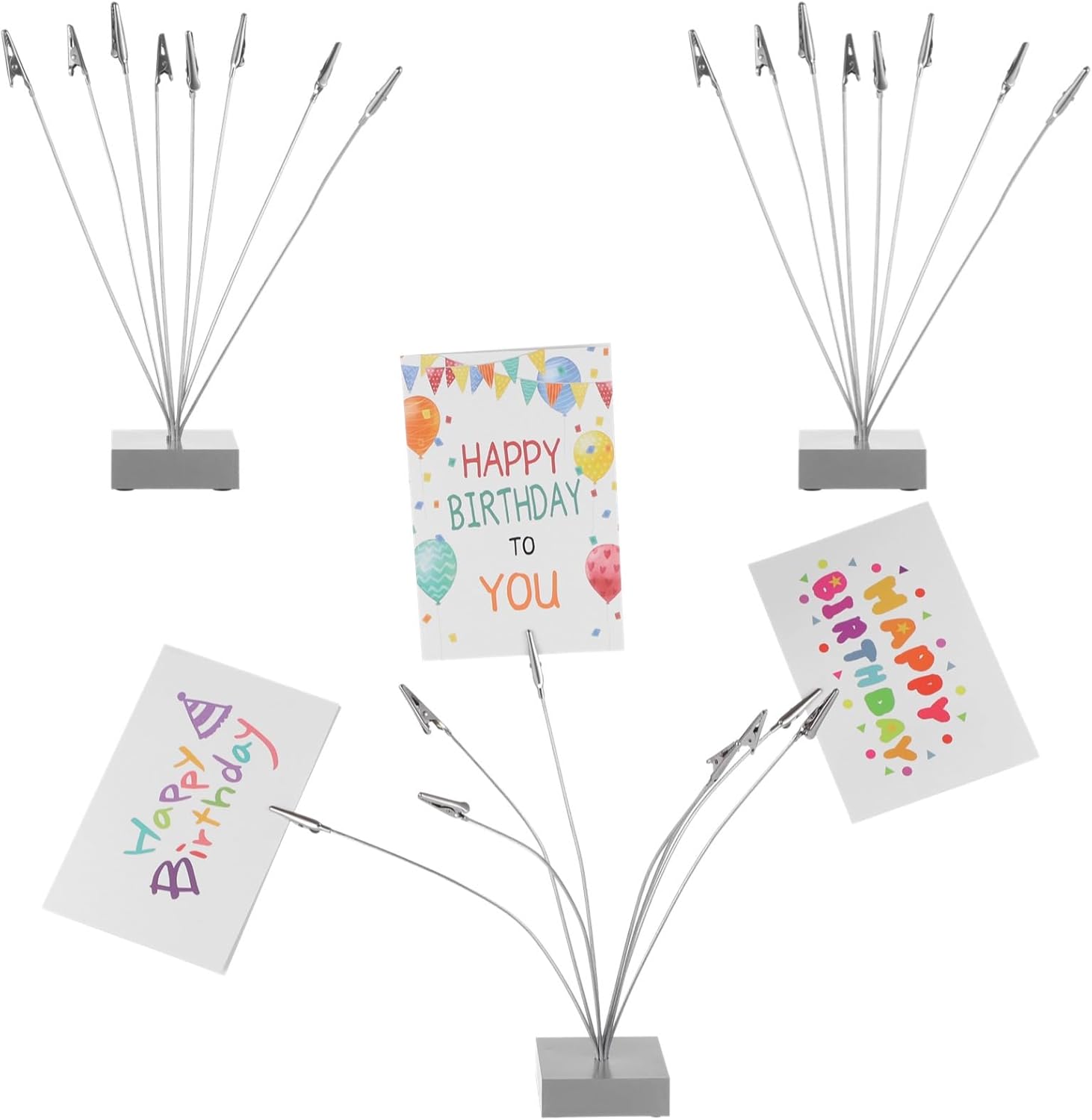 Metal Table Number Holders, 3 Pcs, 8-Branch Picture Holders, Tree Style, Photo Clip Holders, Ideal for Wedding Party and Event Decor