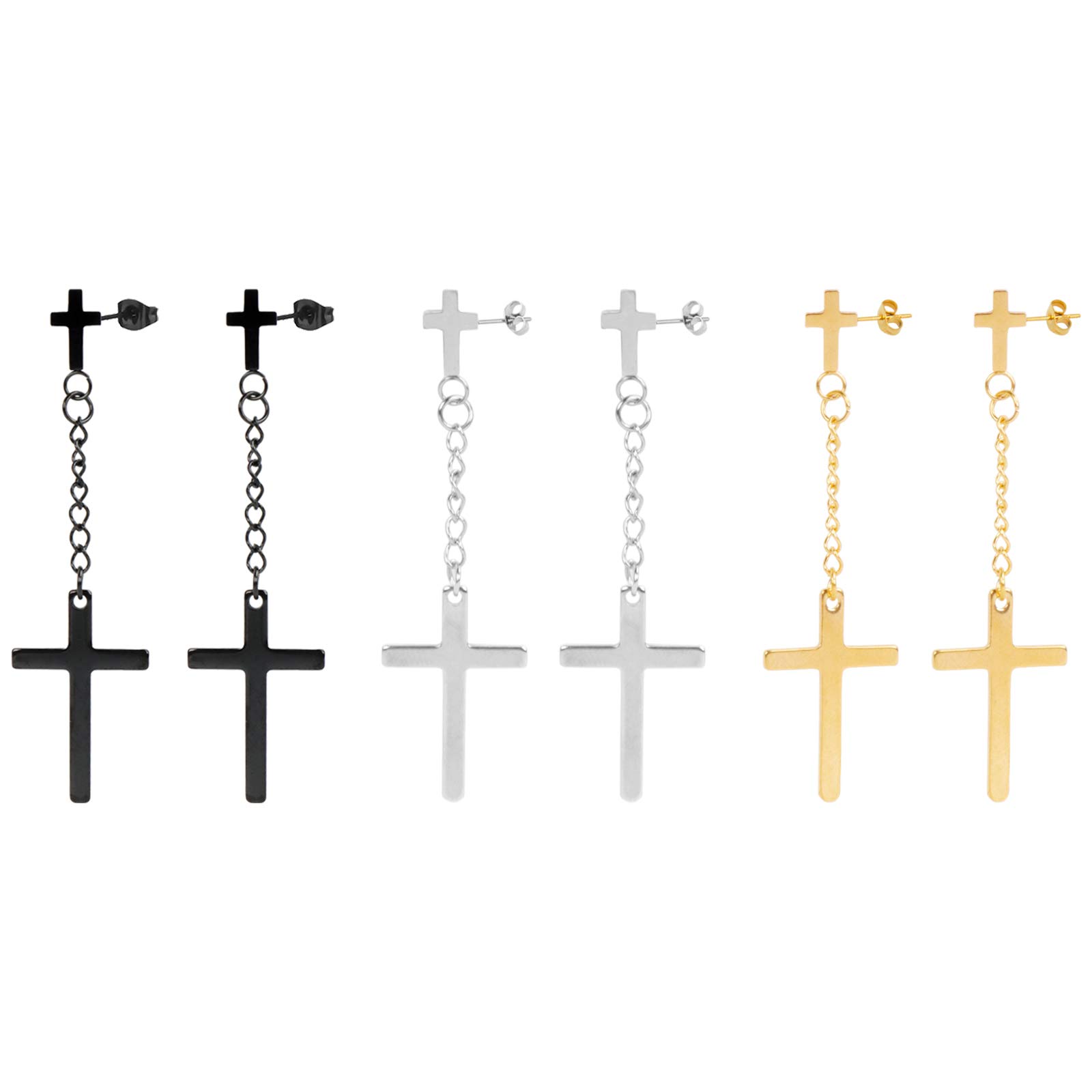 NEWITIN 2 Pairs Retro Dark Shadow Stud Earrings for Men Gothic Earring Hypoallergenic Earring Stainless Steel Stud Inlaid Cubic Zirconia Diamond Black Earrings for Men Women