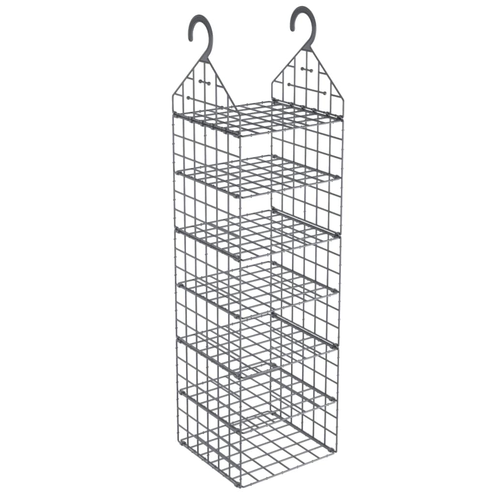 Hängeaufbewahrung für Kleiderschrank mit 7 Fächern, platzsparender Schrank Organizer für Kleidung, Schuhe und Accessoires, Grau