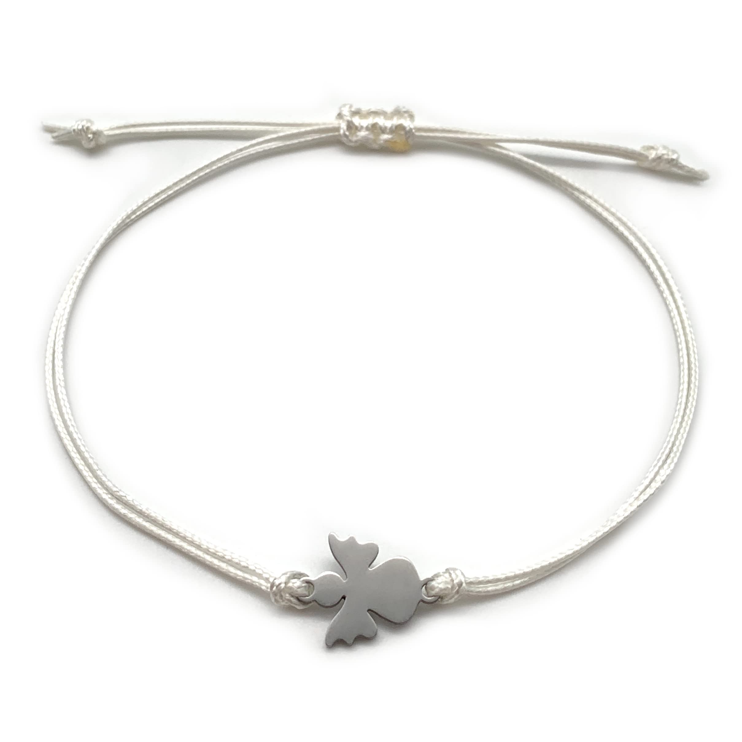 Schutzengel Armband | Glücksbringer Armkettchen mit Engel Schutzengelchen | Armbändchen Geschenk Freundschaftsband (Weiß)