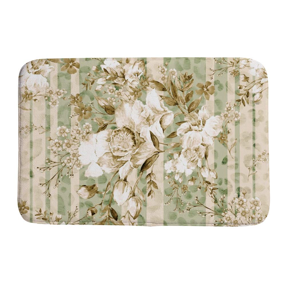 Tapis de bain antidérapant orchidées vert 91x61 cm en velours