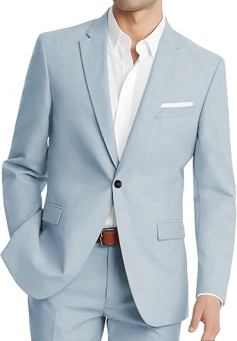 HUUTOE Mens Suits Regular Fit 2 Piece Slim Fit Suits for Men Wedding Prom Suit Separates Blazer Jacket Pants Set Guest