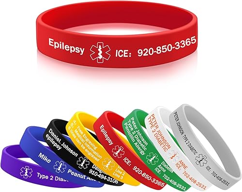 Pulsera de alerta médica personalizada de silicona deportiva de emergencia para hombres y mujeres, pulsera de grabado personalizado, pulseras de