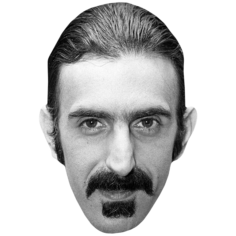 Frank Zappa (BW) Celebrity Mask, Flat Card Face, Fancy Dress Mask
