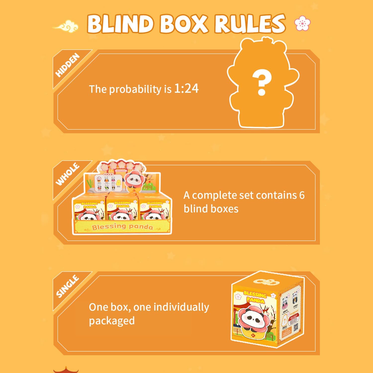 Blessing Panda Series Blind Box Figures, Random Design Action Figures Collectible Toys for Birthday Gift, Home Decorations, Single Box