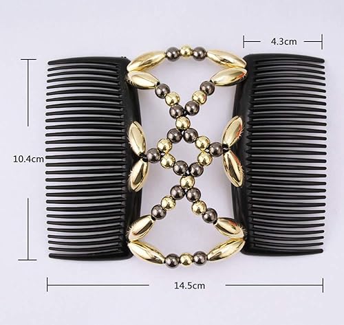 Miniatura 4 de LOVEF 5 pinzas elásticas para el cabello mágicas, peine doble mágico elástico, fácil de usar, soporte perfecto para torsión francesa, regalo para