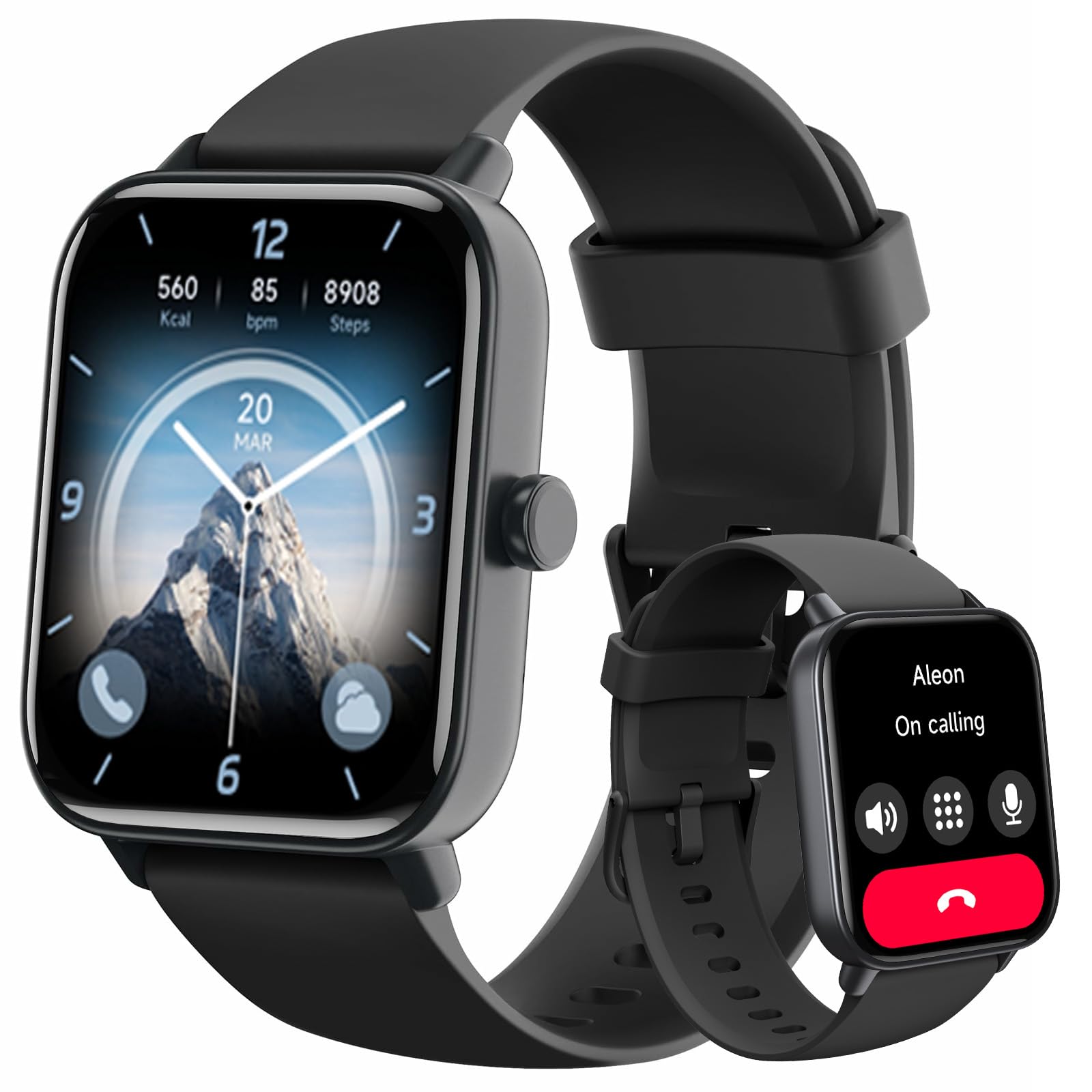 Smart Watch for Men Women (Answer/Make Call), Alexa Smartwatch Compatible with Android iOS, Fitness Tracker with Heart Rate SpO2 Sleep Monitor, 1.8'' HD DIY Dial Waterproof Watch with Bluetooth Call