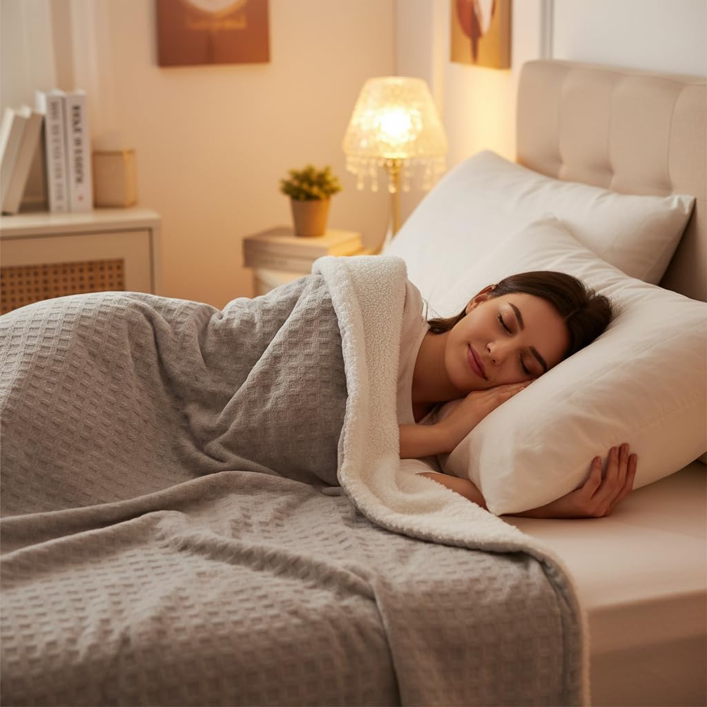 Elektrische Heizdecke mit Abschaltautomatik, große Heizdecke 180x130cm, 6 Stufen & 1-10H Timer Auto-Aus, maschinenwaschbar, weiches Flanell, Heizkissen für Bett und Büro, grau