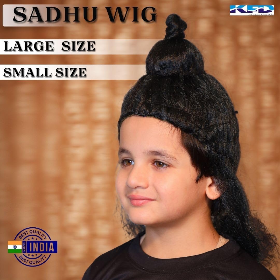 Kaku Fancy Dresses Black Jata Wig, Mythological Character Costume Accessory Small Size, Men & Women, Drama Shows 1