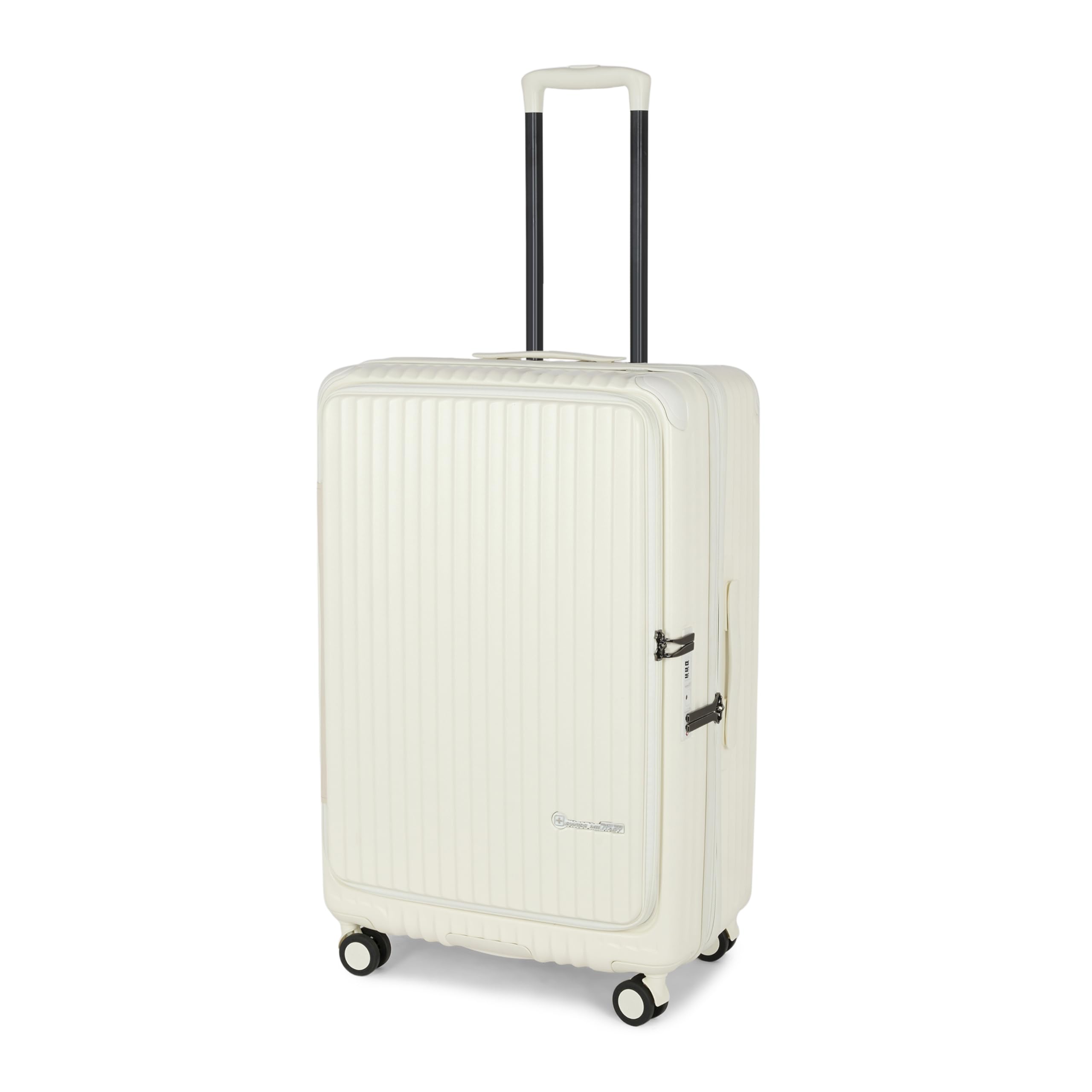 Polycarbonate Summit 360° Rotatable 8 Wheel 70cm Hard Trolley Luggage, Anti Theft Zip, TSA Lock, 15.6" Laptop Compartment, Expandable Storage Suitcase & Dust Cover Free Medium White 92L-image-49