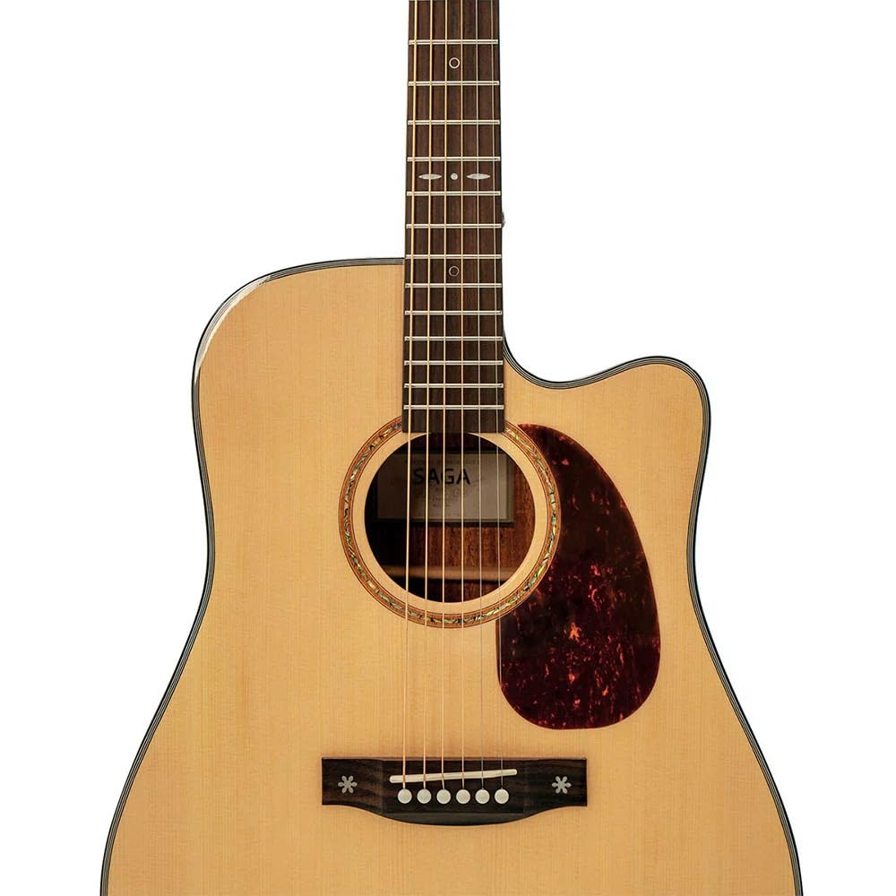 Saga SF-830CE Dreadnought Cutaway Electro-Acoustic Guitar (With