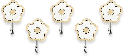 Miniatura 7 de LilyBeauty Paquete de 5 Lindos ganchos de utilidad Floret resistentes hasta 5 libras, impermeables y a prueba de aceite. Llave para colgar. Se pega