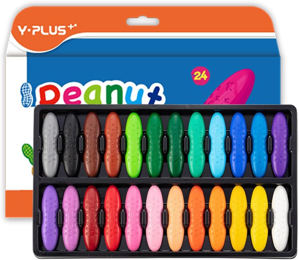 YPLUS Peanut Crayons for Kids, 24 Colors Washable Toddler Crayons, Non-Toxic Baby Crayon for ages 2-4, 1-3, 4-8, Coloring Art Supplies