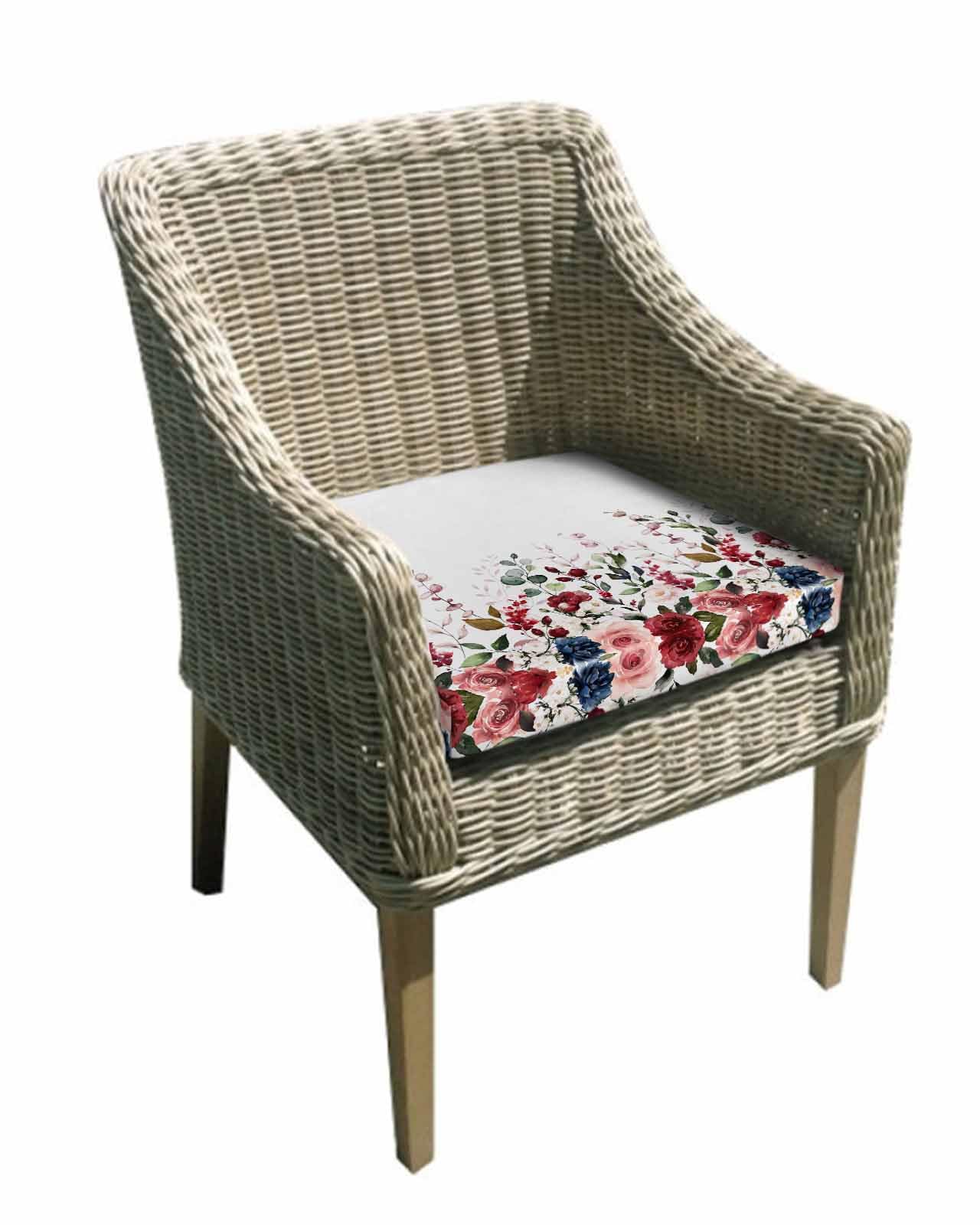 Pinroote Red Blue Spring Floral Patio Cushion Covers, Outdoor Cushion Covers Waterproof Seat Cushion Slipcovers, Valentines Eucalyptus Leaves Chair Cushion Cover for Garden Sofa 22