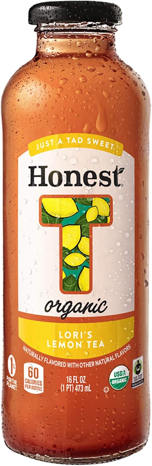 Honest Organic, Naturally Flavored, Just A Tad Sweet, Lori's Lemon Tea, 16 fl oz (6 Glass Bottles)