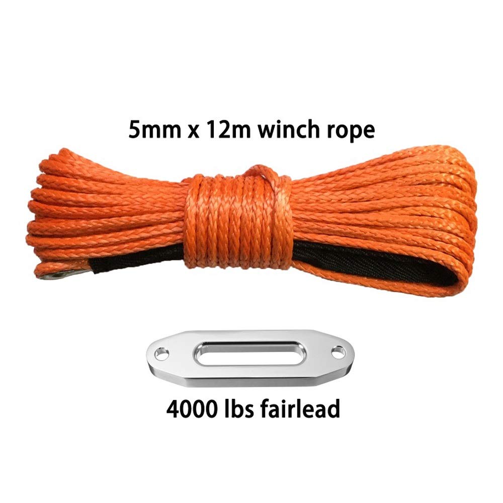 Lina Wyciągarki, 5mm * 12m liny wciągarki z 4000 funtów Wciągarki Aluminium Fairlead dla 4x4 4WD ATV UTV Off-Road(Rood)