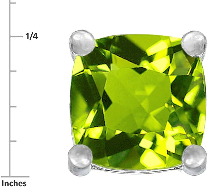 Star K Sterling Silver Cushion-Cut 7mm Earrings Studs Simulated Peridot