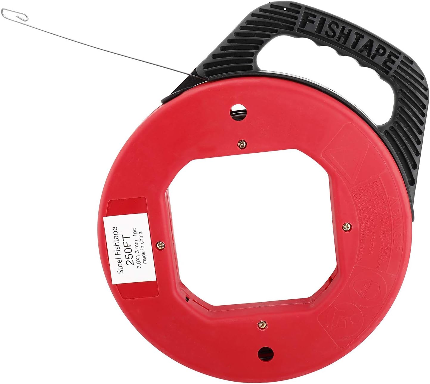 250ft Fish Tape Reel, Spring-Steel Fishtape with 1/8"(3 mm) Width Steel Pull Line, for Electric or Communication Wire Puller