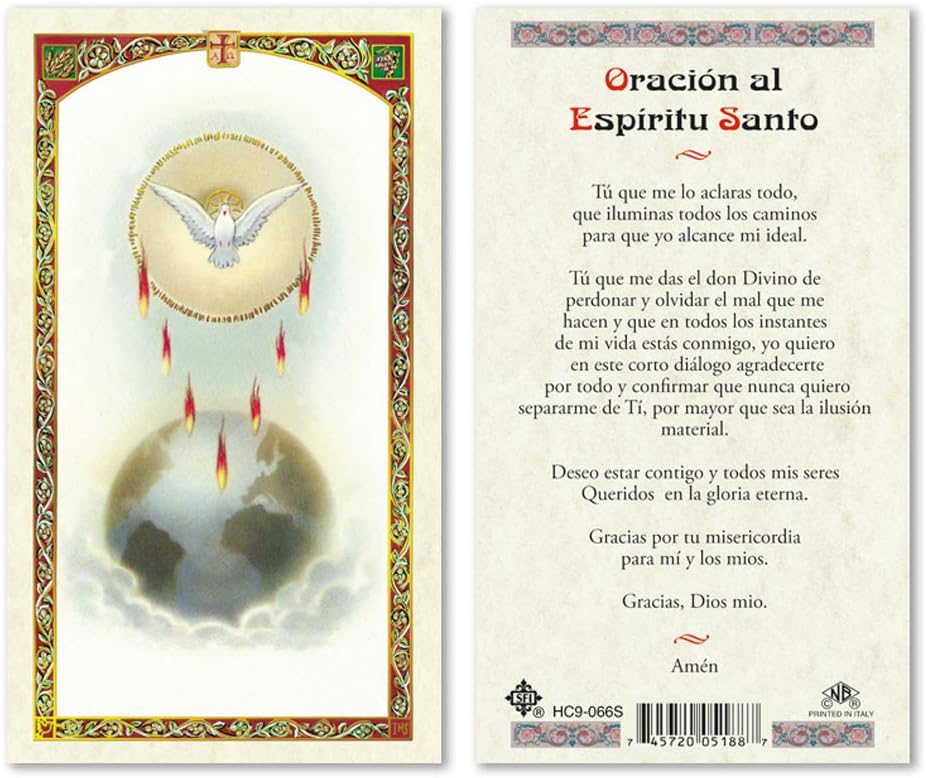 Oracion al Espiritu Santo Laminated Prayer Cards - Pack of 25- Espanol