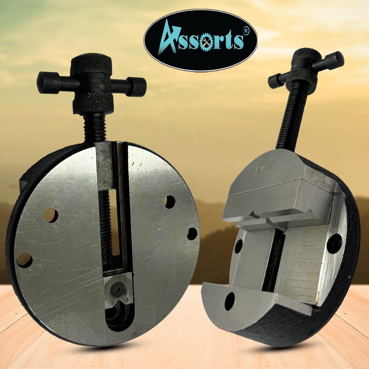 ASSORTS's Quality 100 mm Round Vice For 4" (100 mm) Rotary Milling Indexing Table with 3 x M6 T nuts Bolts-Engineering Tools