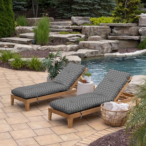 Arden Outdoor Tufted Chaise Cushion, 22x76, Black Demi Tile by Arden Selections - Used condition - Image 4