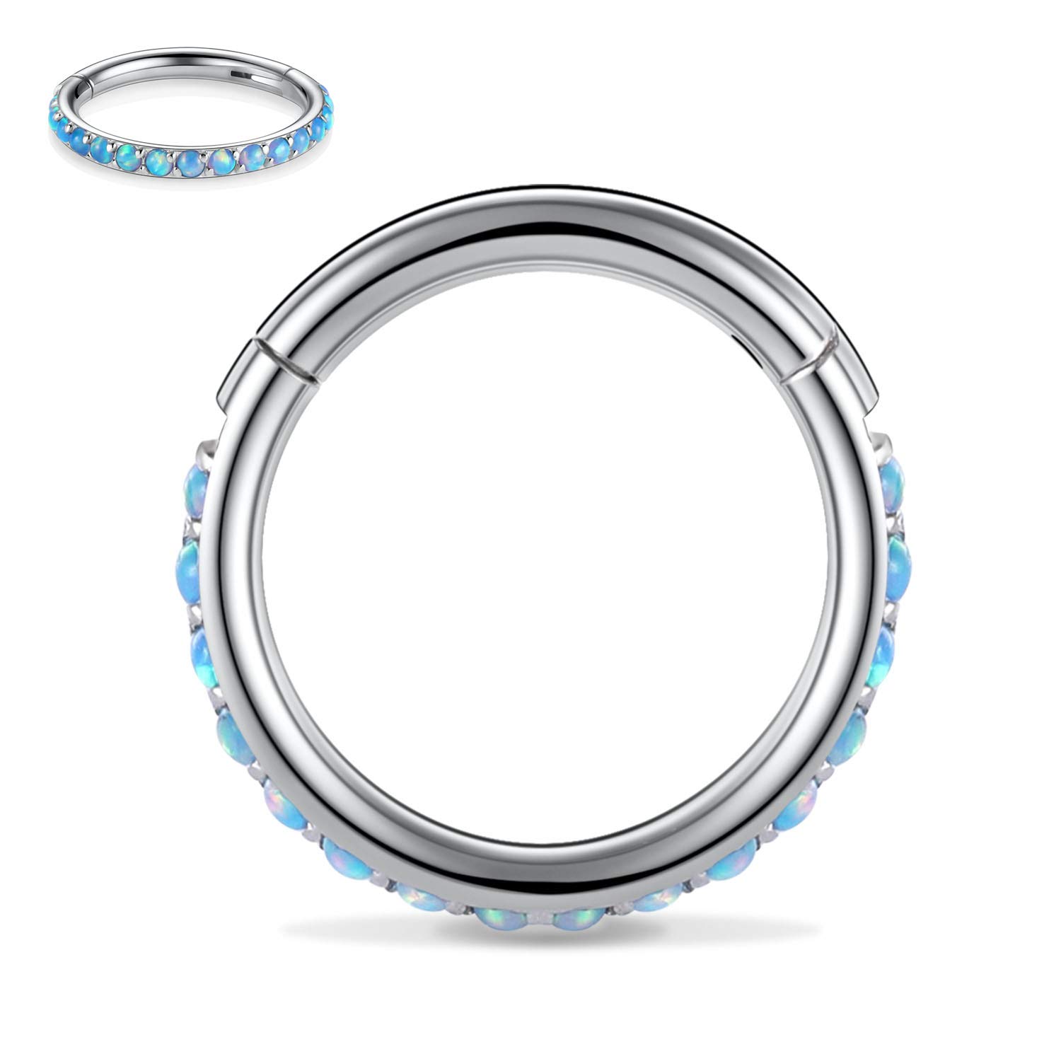 Kzslive 16G CZ Nose Rings Septum Clicker 316L Surgical Steel Segment Helix Cartilage Earrings Hope Daith Piercing Jewelry