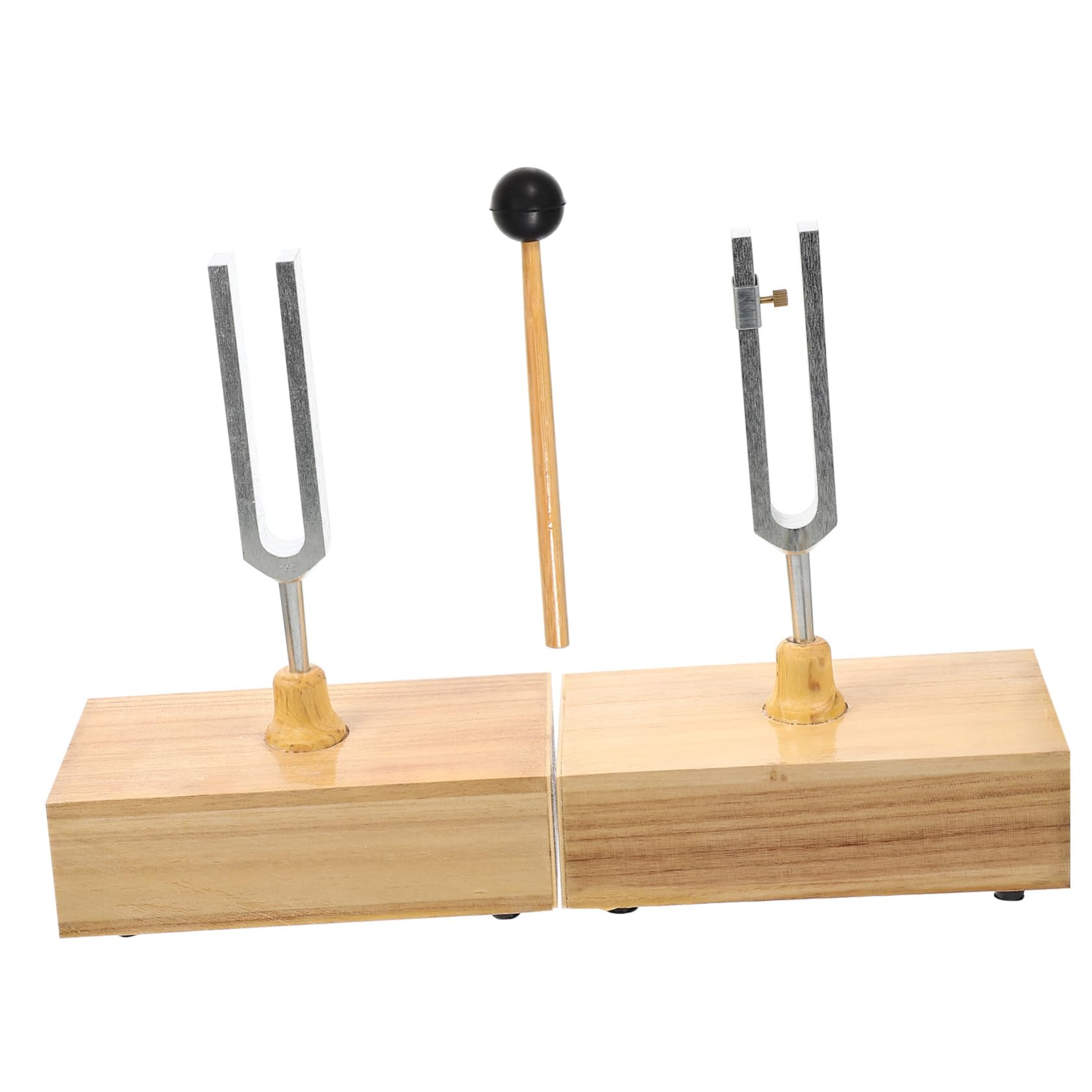 Stimmgabel Satz 440hz mit Hammer und Holzsockel für Physikalisch Akustische Experimente Metallmaterial und Präzise Stimmung für Klare Klangqualität