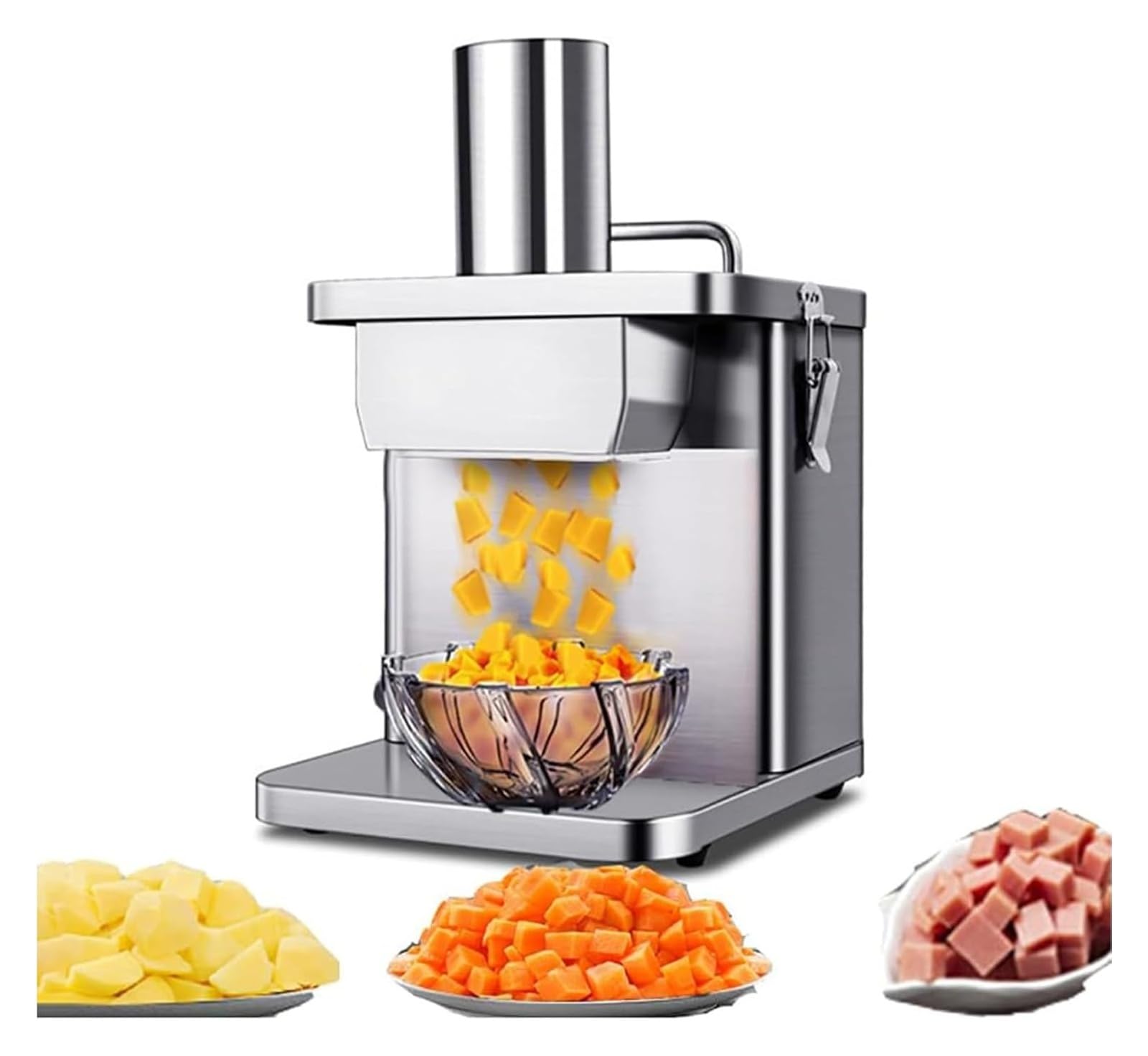 Máquina De Corte Eléctrico Máquina De Cortar De Fruta Vegetal Cortado En Cubo Máquina De Cortar Patatas Cebolla Zanahoria Banana Chips Dicer