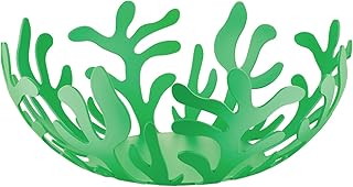 Alessi Mediterraneo ESI01/25GR - Frutero de Design, en Acero Colorado con Resina Epoxidica, Diámetro 25 cm, Verde
