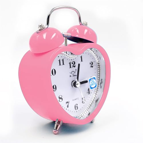 Miniatura 2 de Sun Kea Reloj despertador con forma de corazón de campana gemela de 3 pulgadas, funciona con pilas, con luz nocturna
