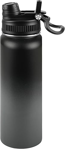 Miniatura 64 de Botella de agua aislada de 22 onzas, tapa 2 en 1 a prueba de fugas (sorbo/pajilla) + asa, botella de acero inoxidable para deportes, viajes, trabajo