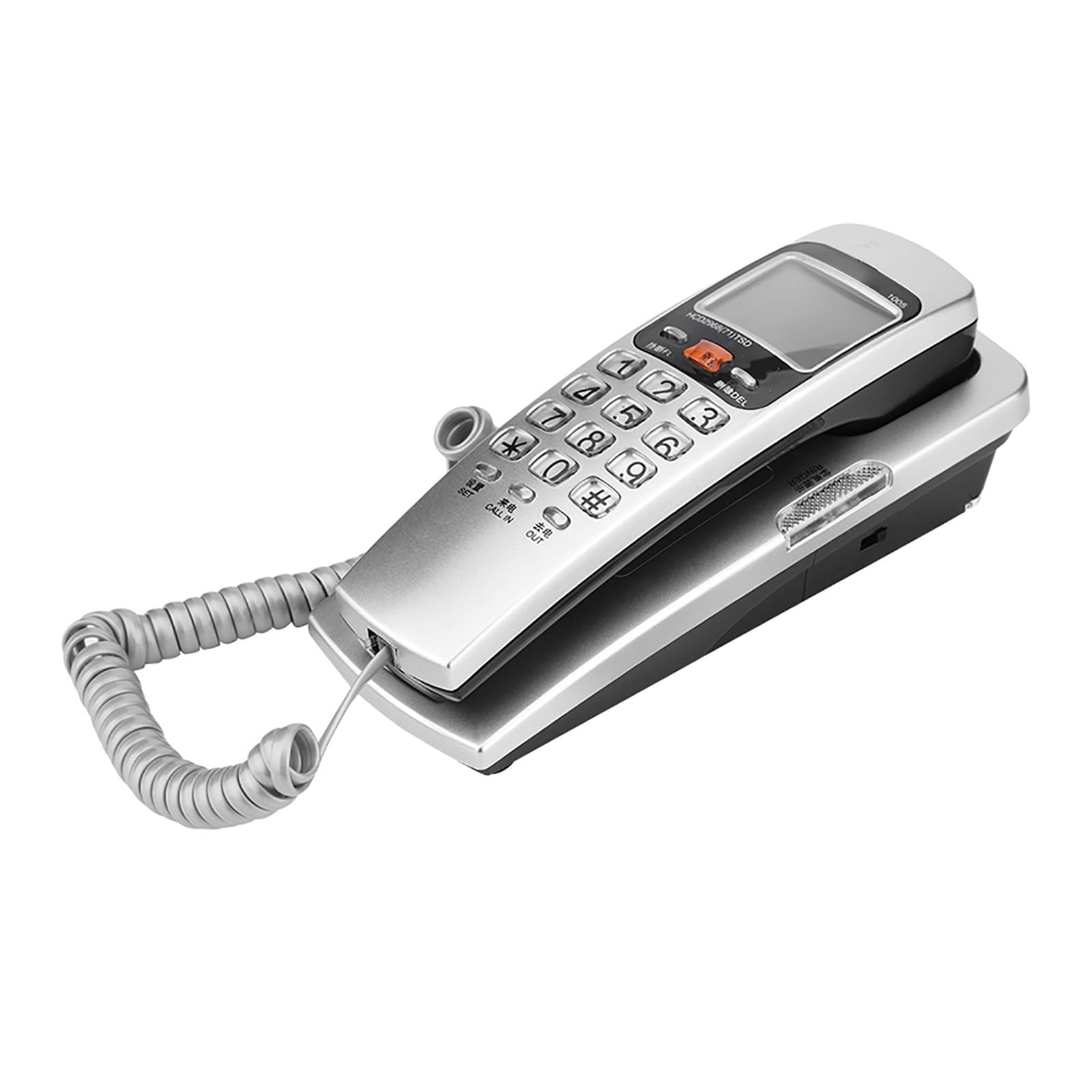 Kabelgebundenes Telefon, Wandtelefon Festnetztelefon mit FSK/DTMF-Anrufererkennung schnurgebunden für den Schreibtisch modernes Nebenstellentelefon für Zuhause (Silver)